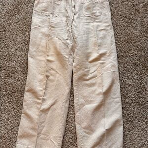 Liz Claiborne Women's Cream Linen Cotton blend Straight Leg Pants